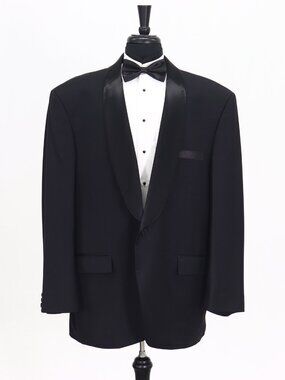 Bespoke 50L Black Blazer Sport Coat Tuxedo Jacket 1-Button Solid Y964